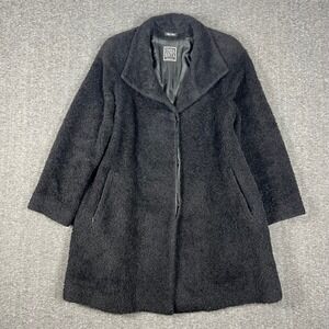 Cinzia Rocca Over Coat Womens 38 Black Alpaca Wool Mohair Trench Made in Italy